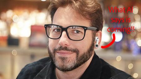 Adam Juniper with Gemini-generated "Airpods" with Cameras